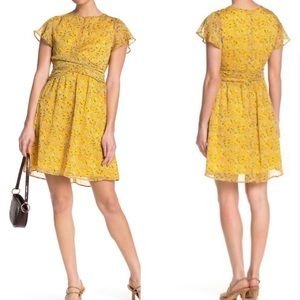 Sam Edelman Printed Chiffon Draped Mini Dress